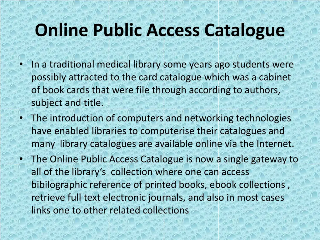 online public access catalogue