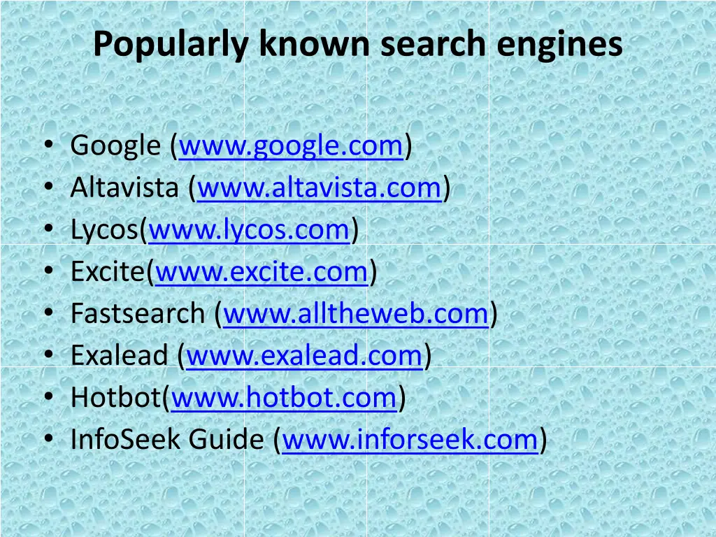 popularly known search engines