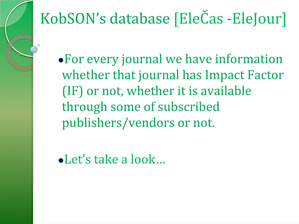 kobson s database ele as elejour 1