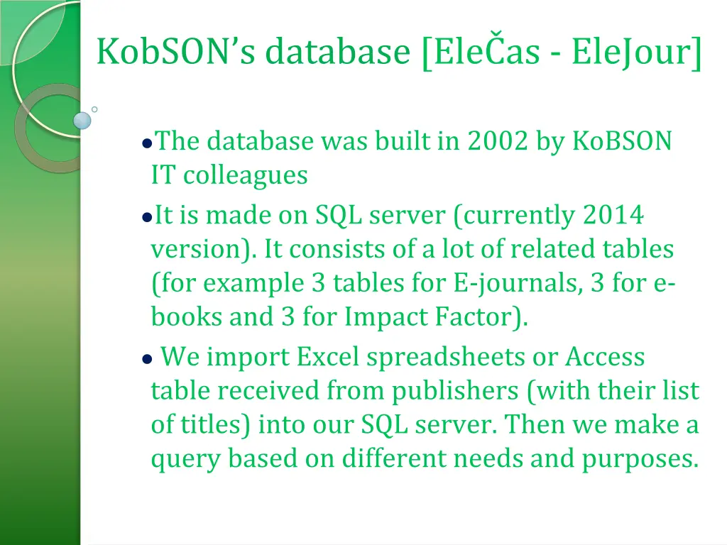 kobson s database ele as elejour