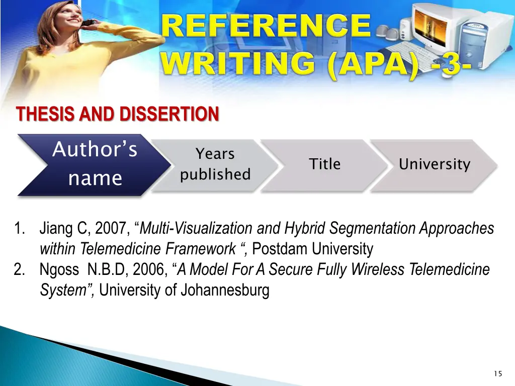 thesis and dissertion author s name