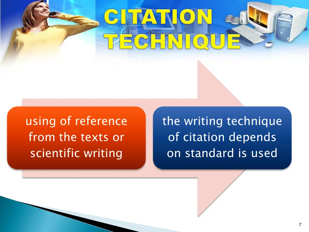 using of reference from the texts or scientific