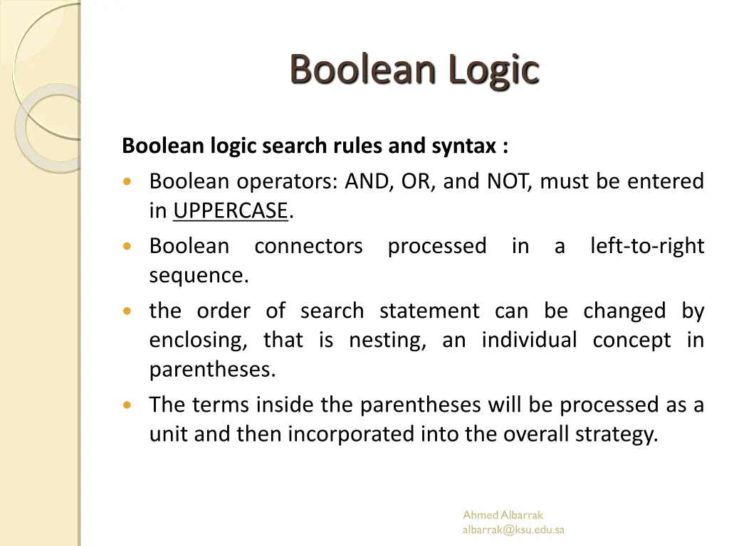 boolean logic