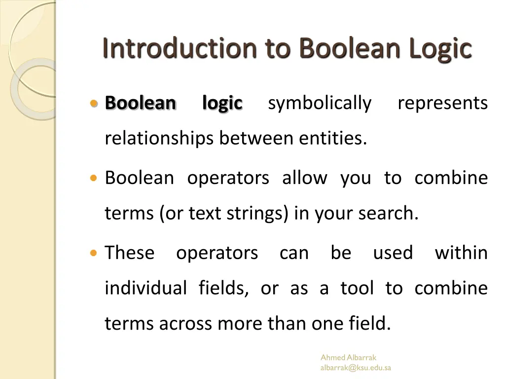 introduction to boolean logic