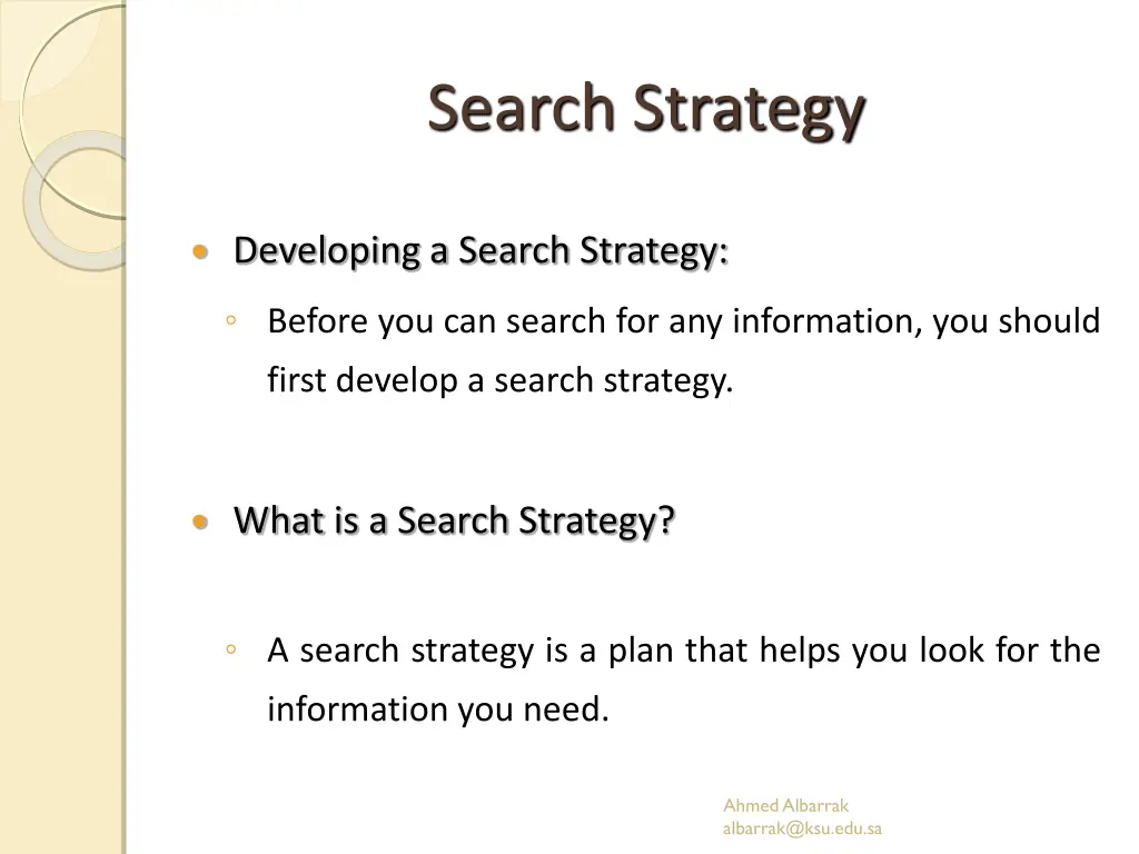 search strategy