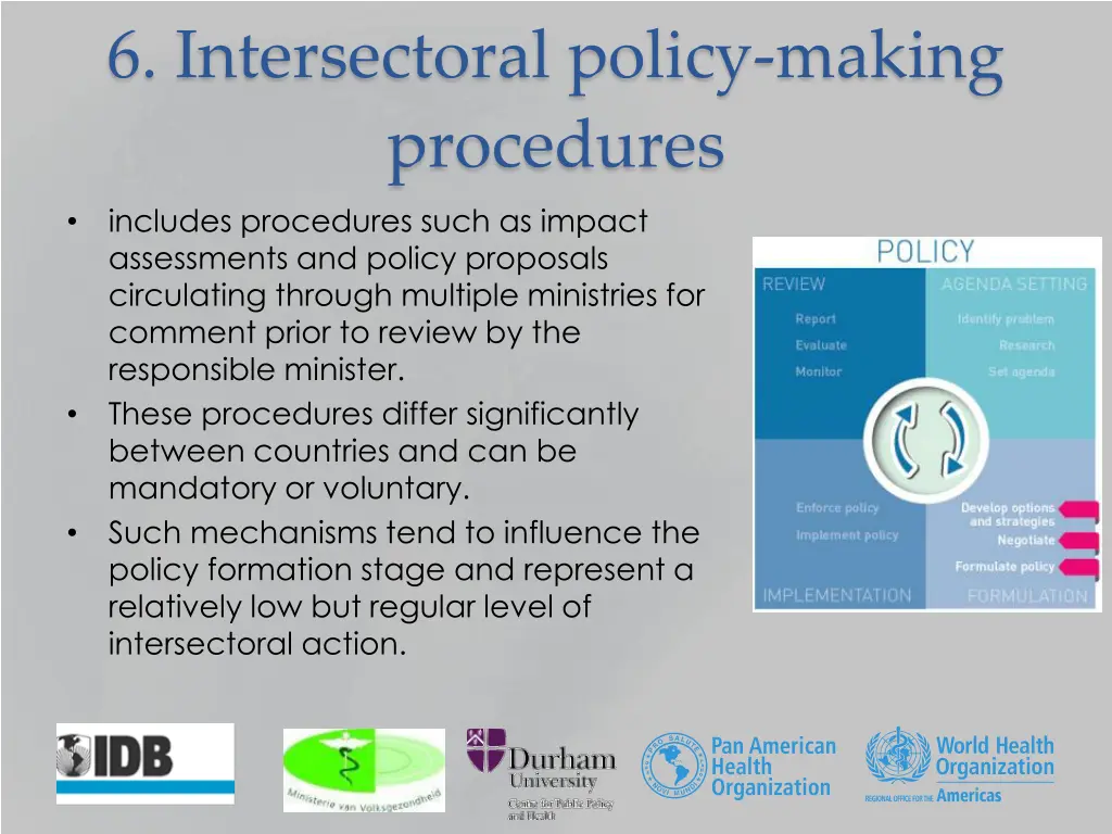 6 intersectoral policy making procedures includes