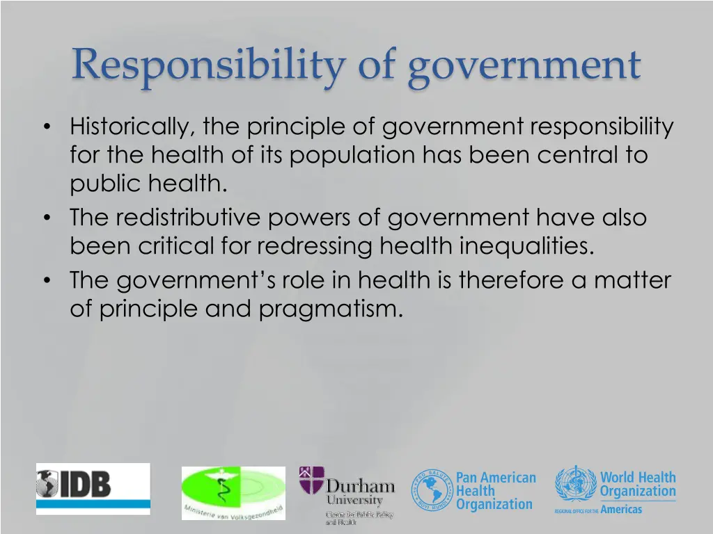 responsibility of government