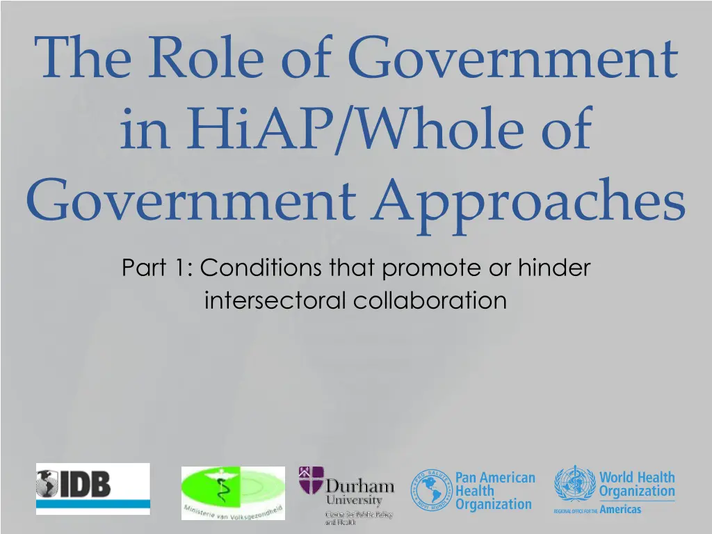 the role of government in hiap whole 1