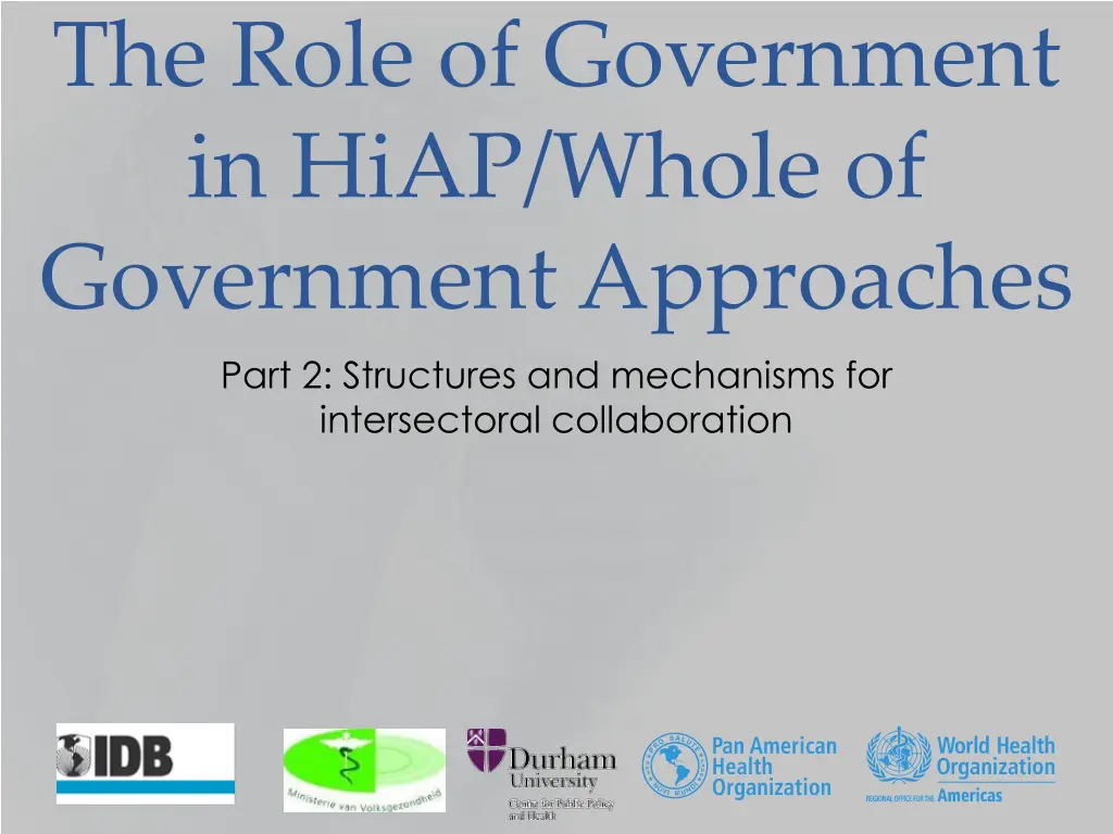 the role of government in hiap whole 2