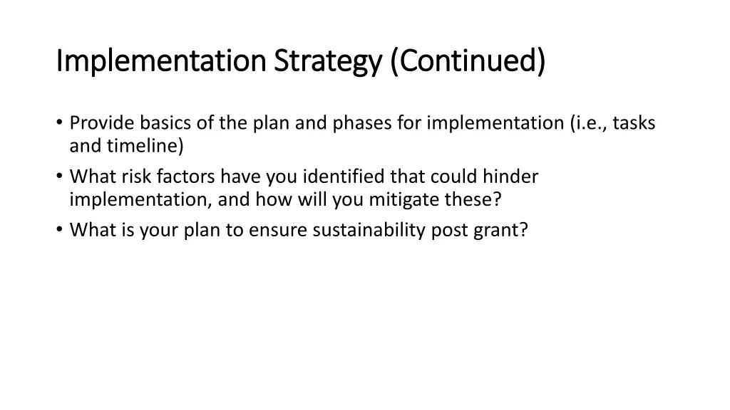 implementation strategy continued implementation