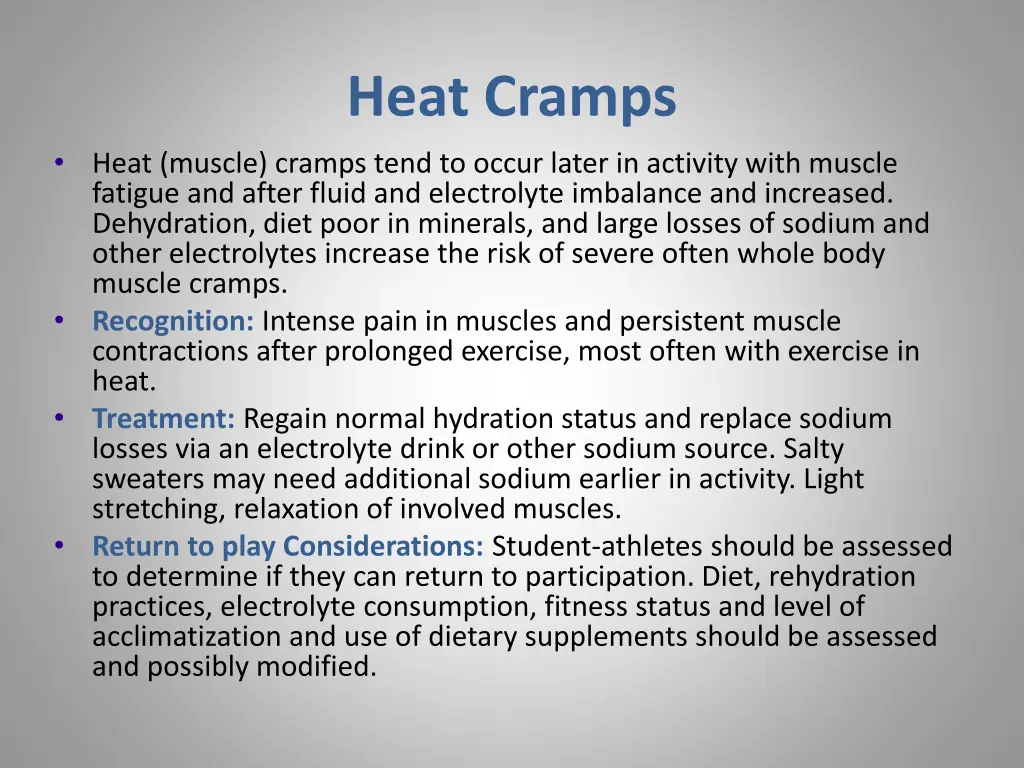 heat cramps