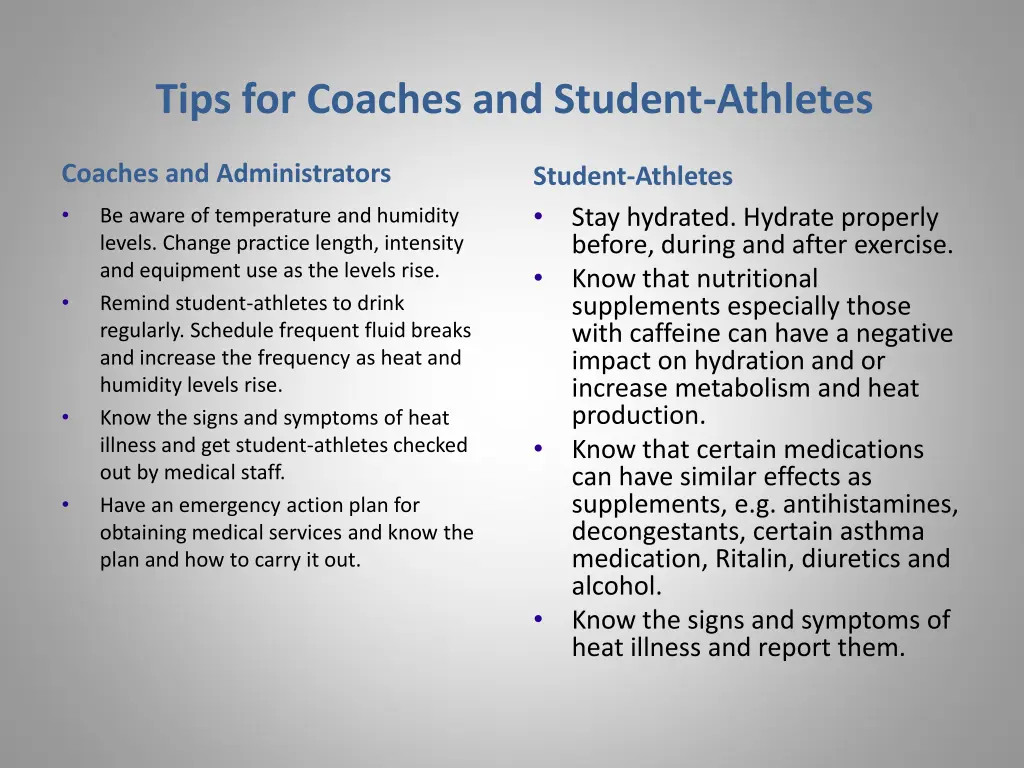 tips for coaches and student athletes