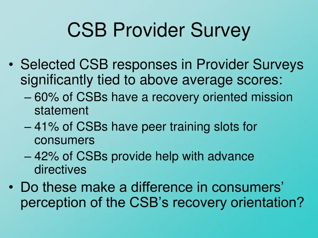 csb provider survey