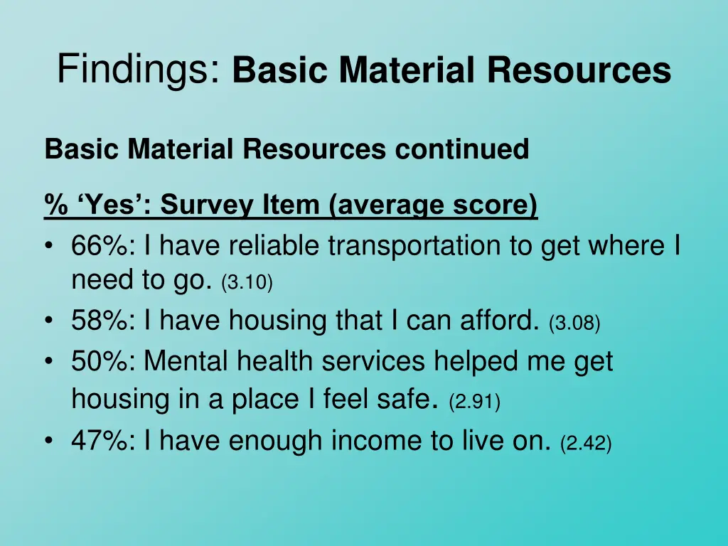 findings basic material resources 1