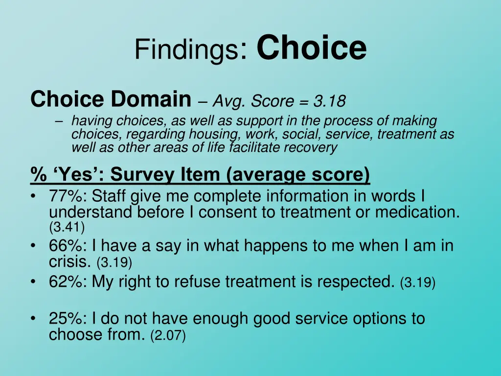 findings choice