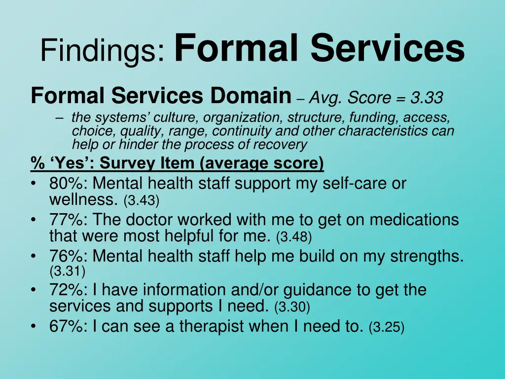 findings formal services