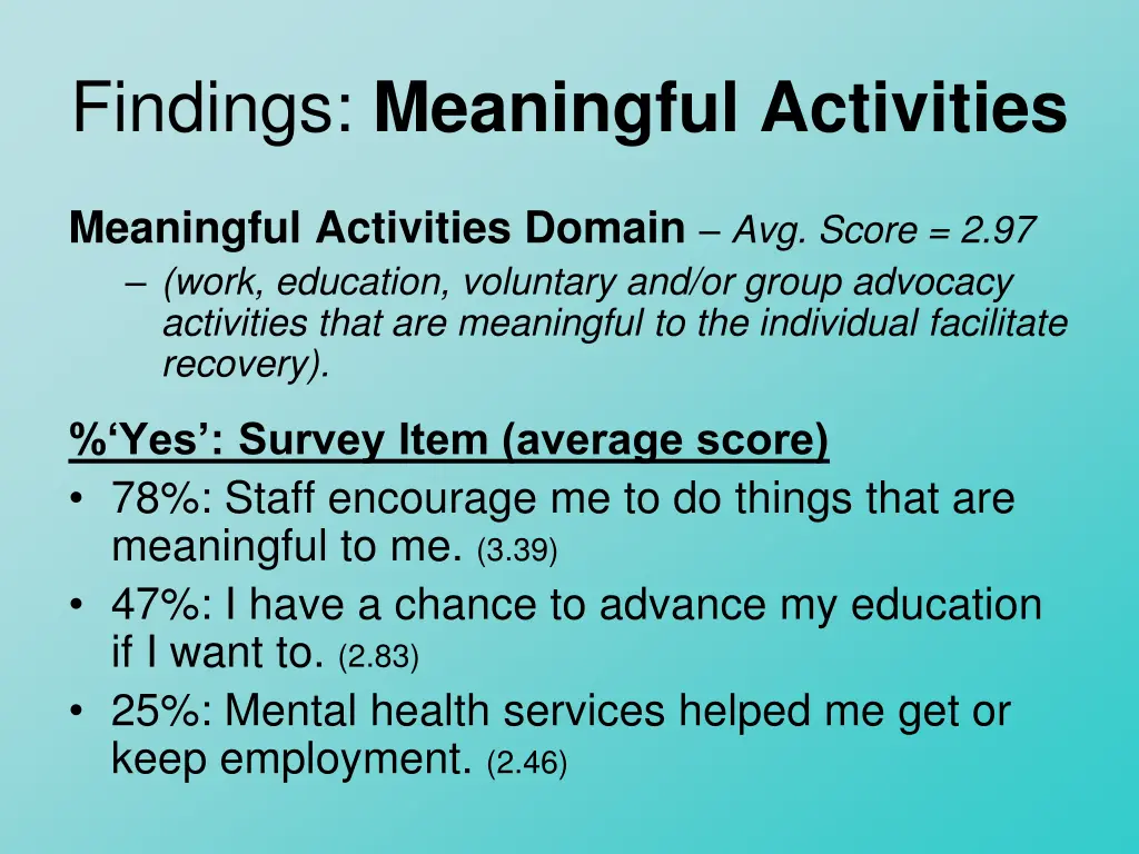 findings meaningful activities