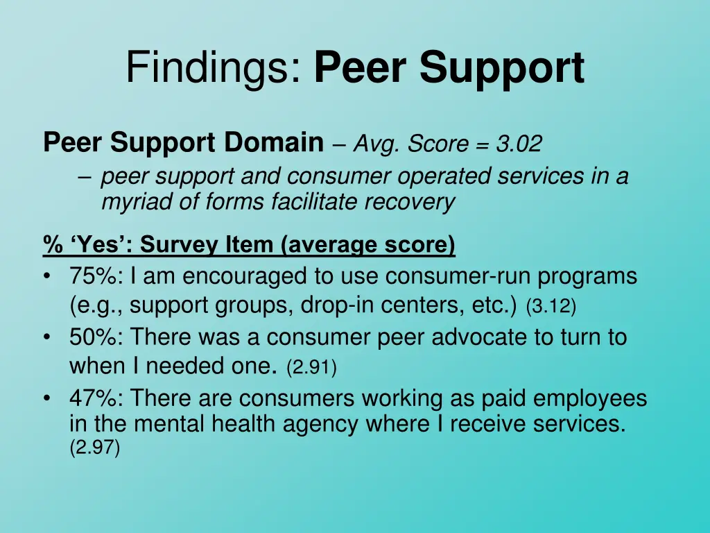 findings peer support