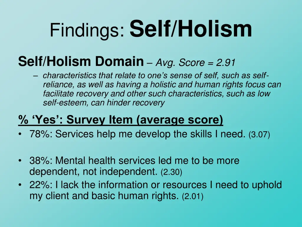 findings self holism