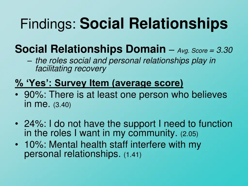 findings social relationships