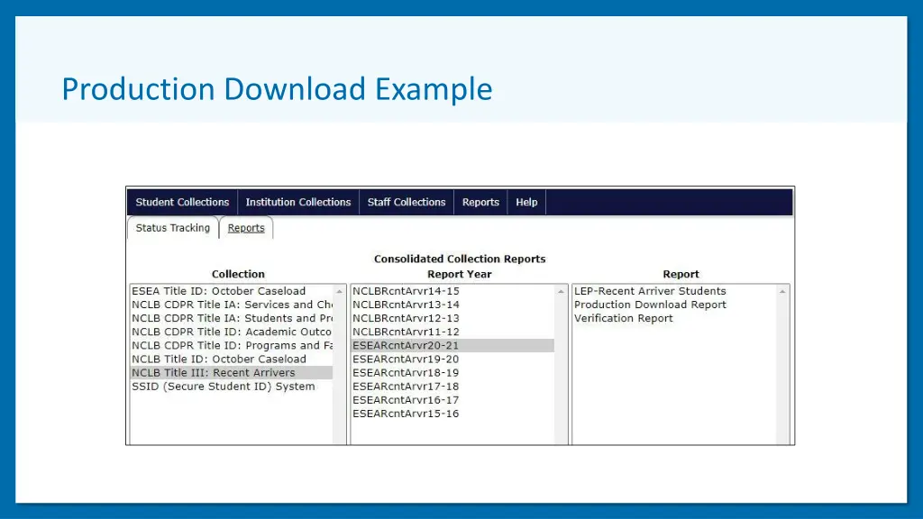 production download example