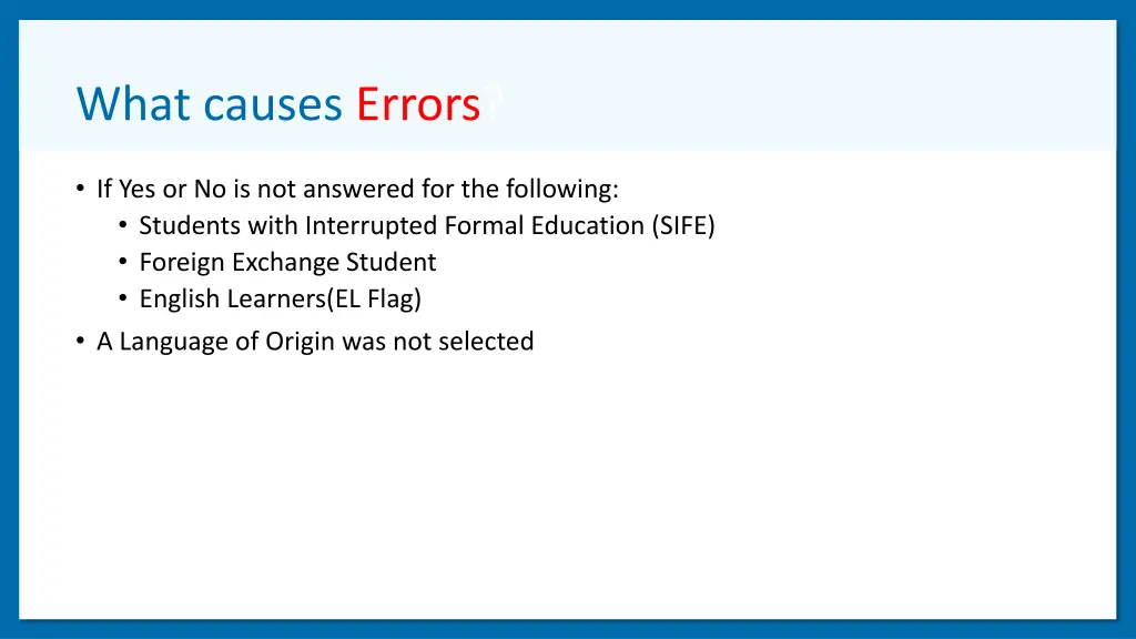 what causes errors