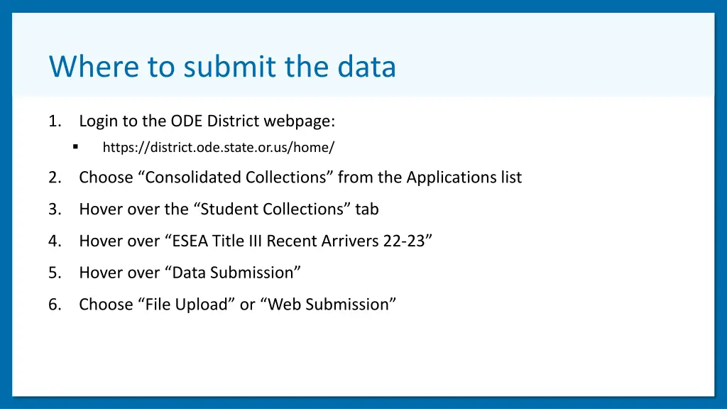 where to submit the data