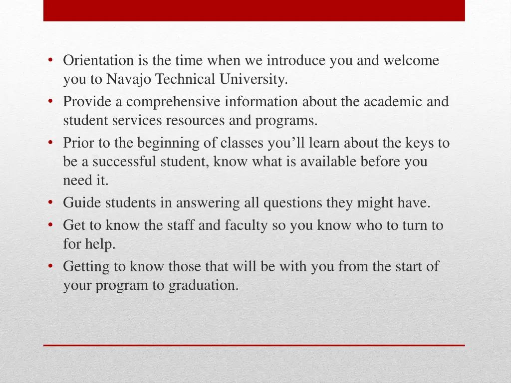 orientation is the time when we introduce