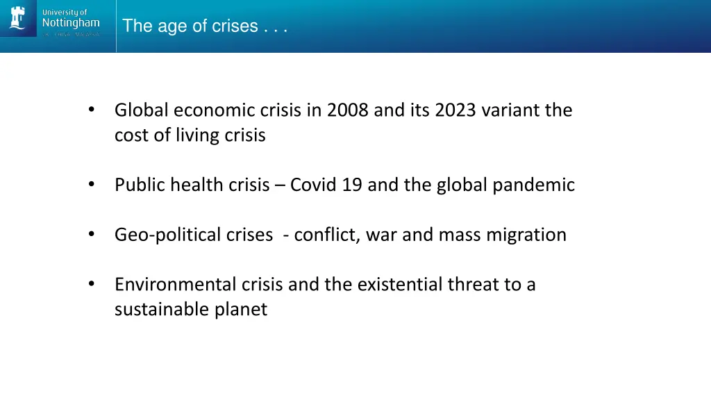 the age of crises