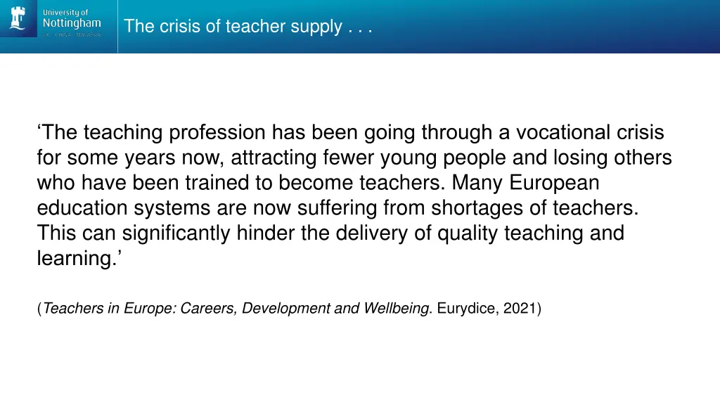 the crisis of teacher supply