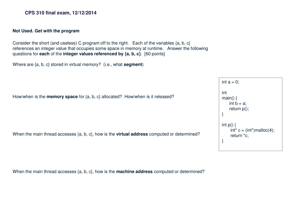 cps 310 final exam 12 12 2014