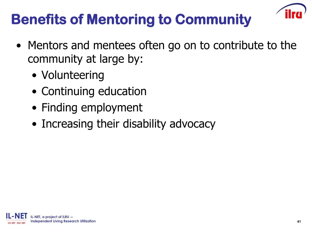 benefits of mentoring to community benefits