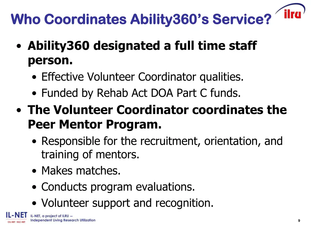 who coordinates who coordinates ability360 s