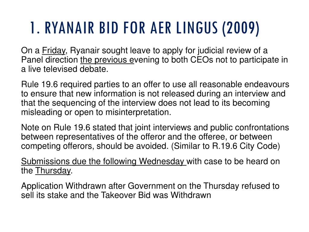 1 ryanair bid for aer lingus 2009