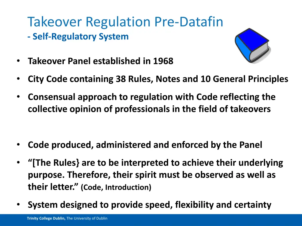 takeover regulation pre datafin self regulatory