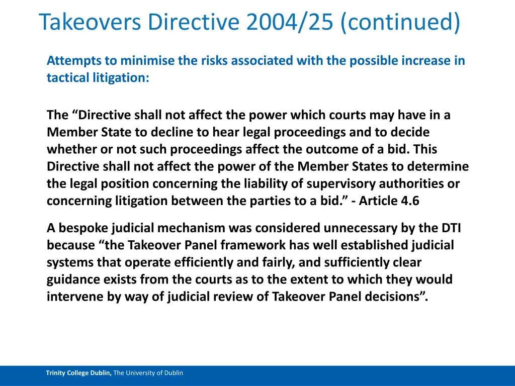 takeovers directive 2004 25 continued