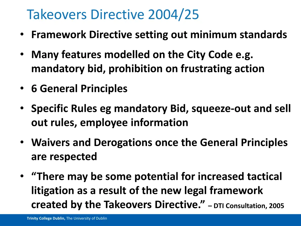 takeovers directive 2004 25 framework directive