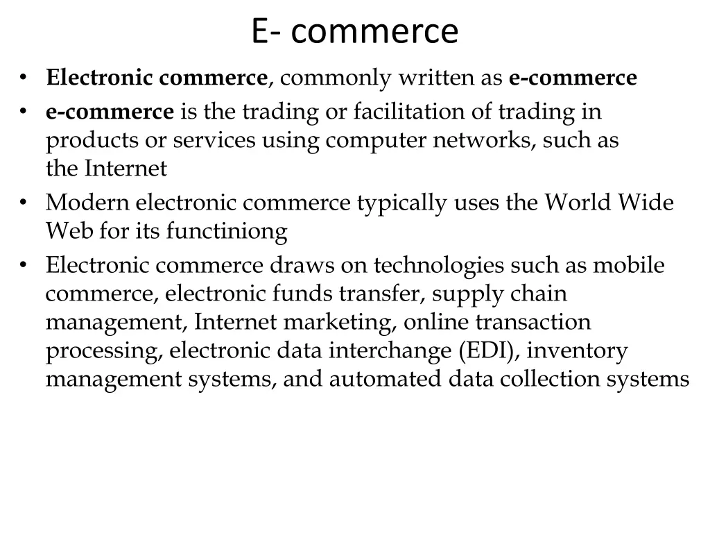 e commerce