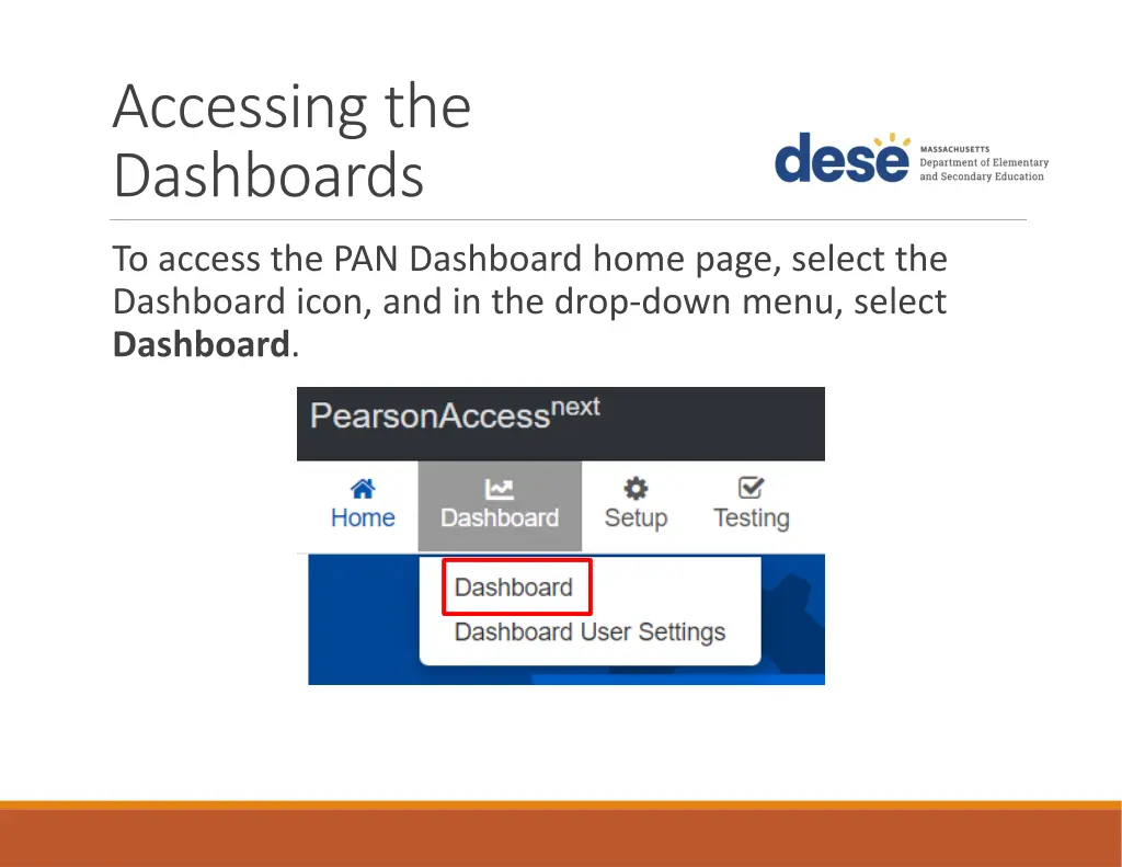 accessing the dashboards