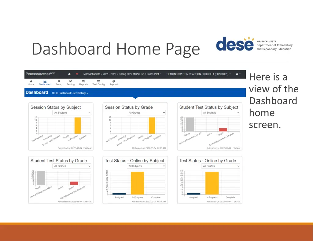 dashboard home page