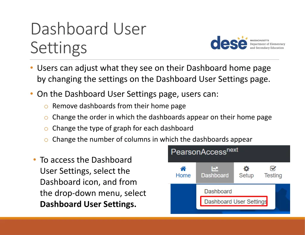 dashboard user settings users can adjust what