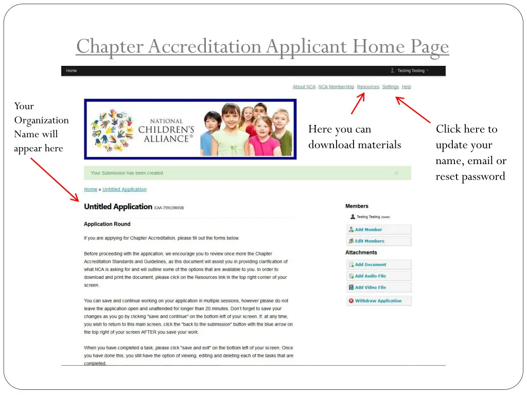 chapter accreditation applicant home page