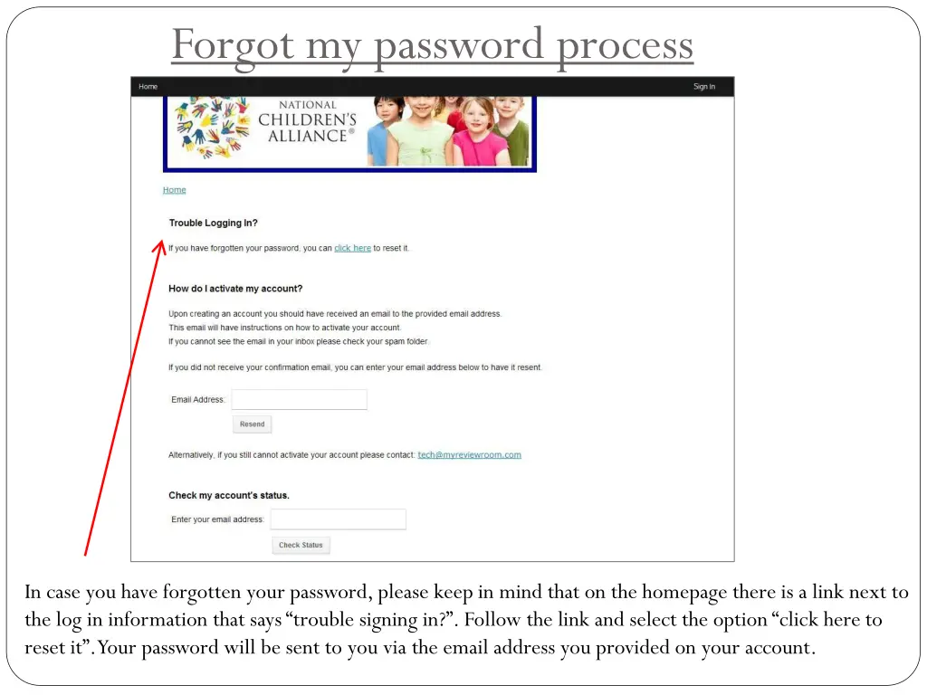 forgot my password process