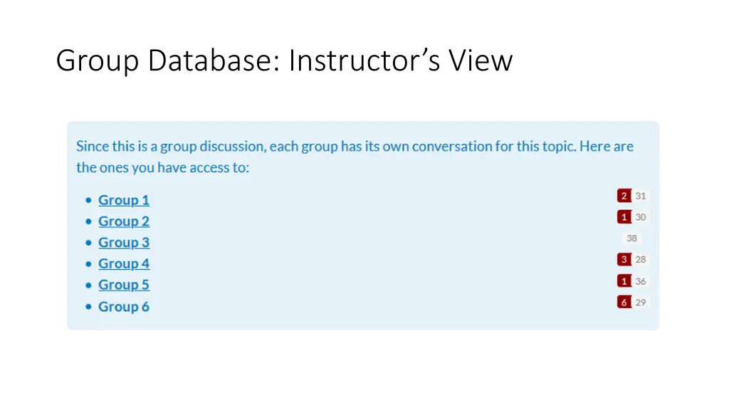 group database instructor s view