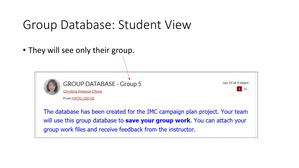 group database student view