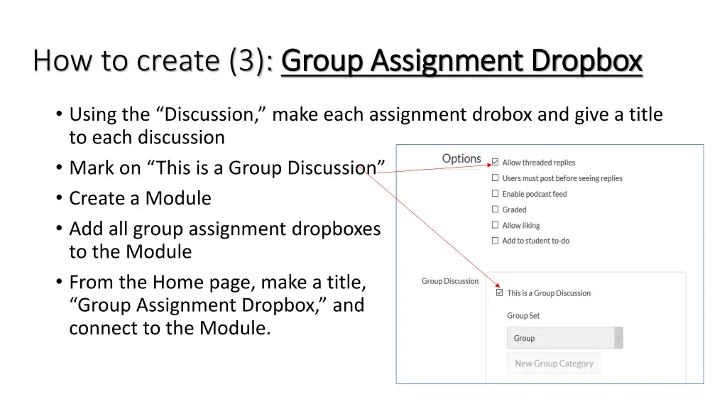 how to create 3 group assignment dropbox group