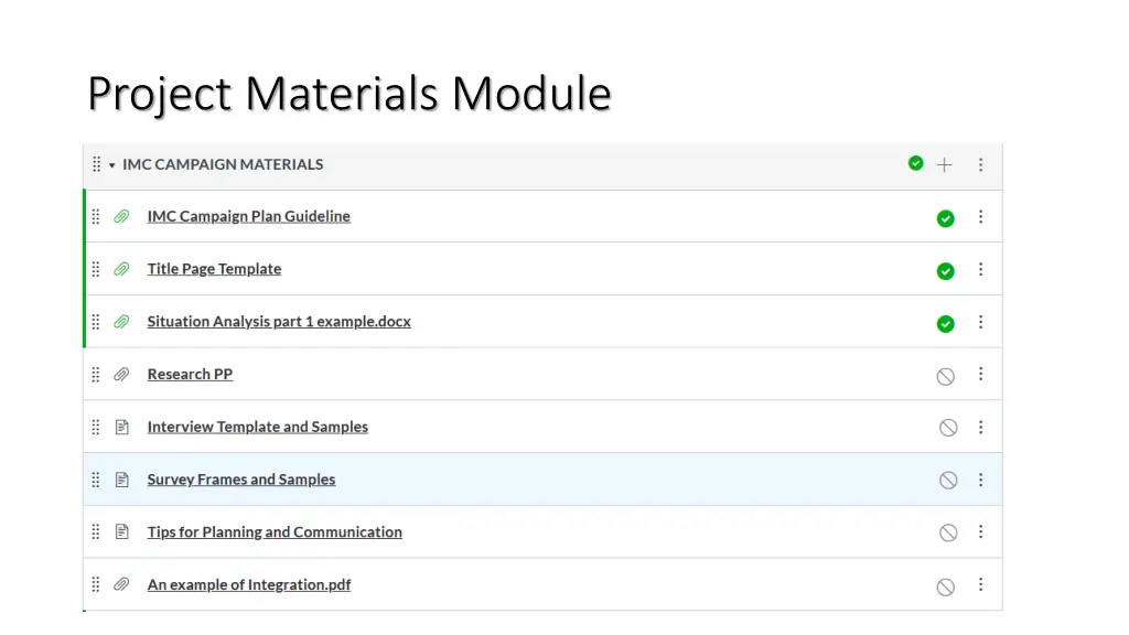 project materials module