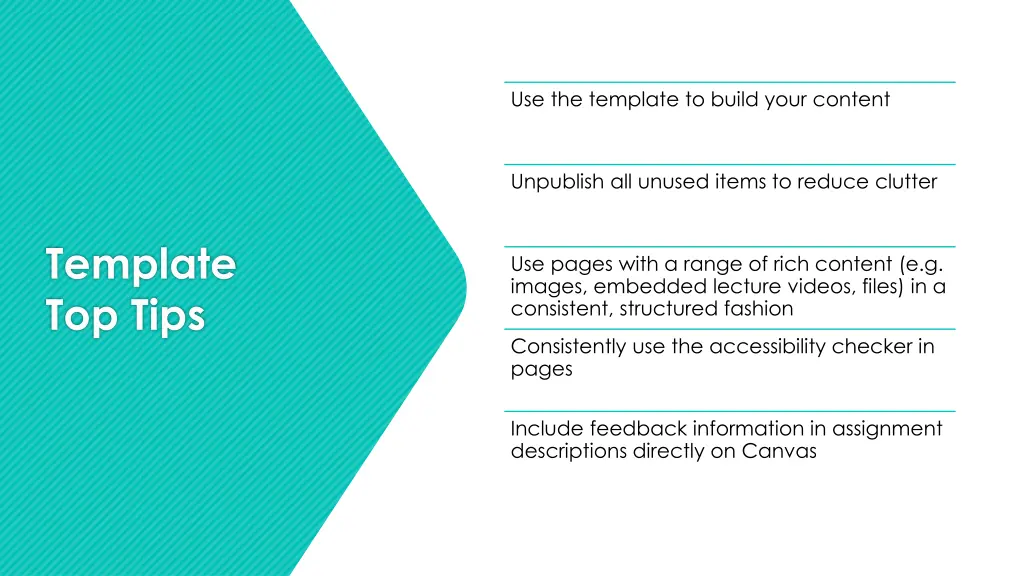 use the template to build your content