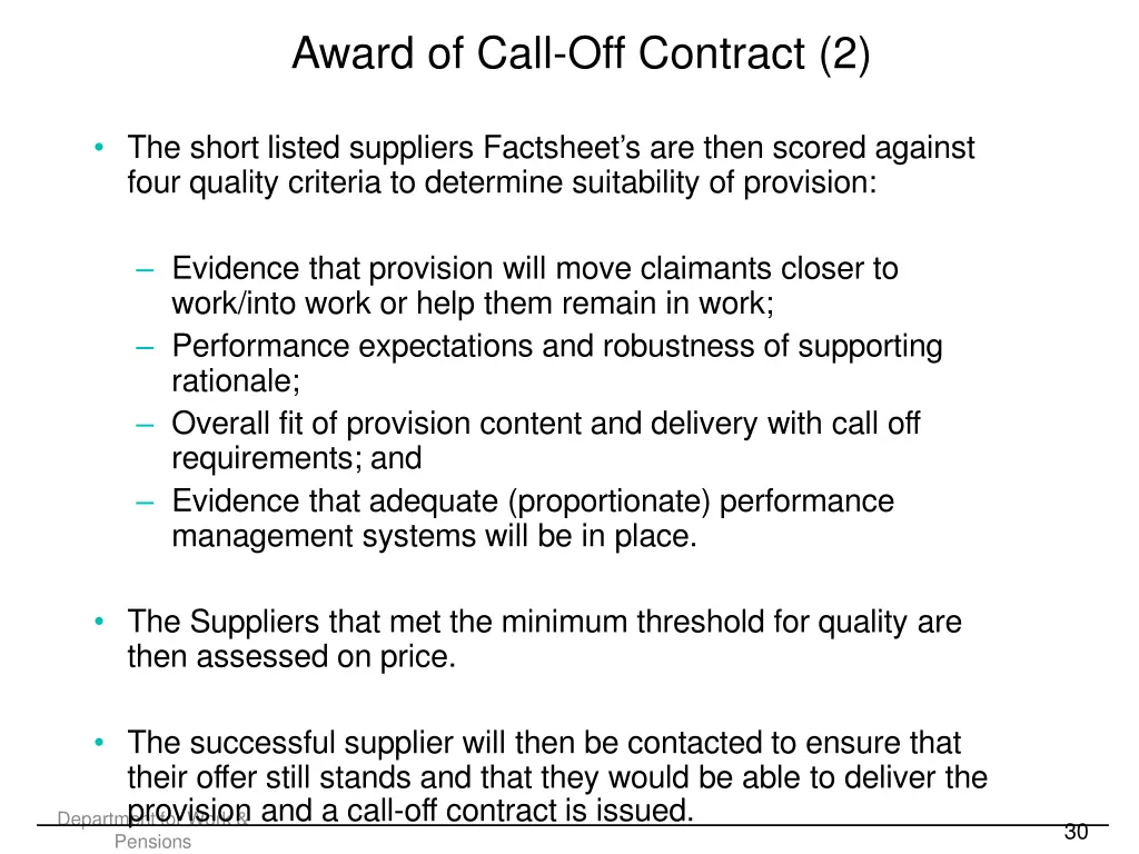 award of call off contract 2