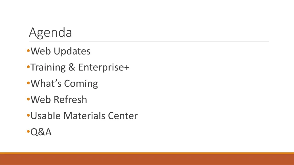 agenda web updates training enterprise what